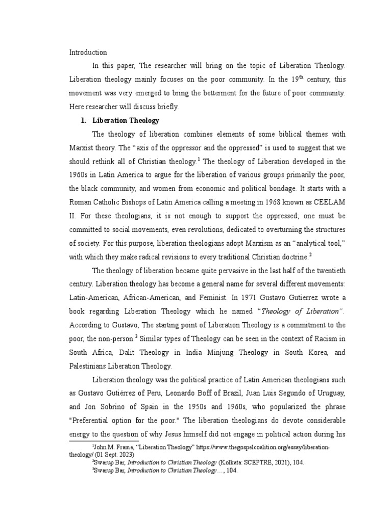 Liberation Theology PDF Theology Religious Belief And Doctrine