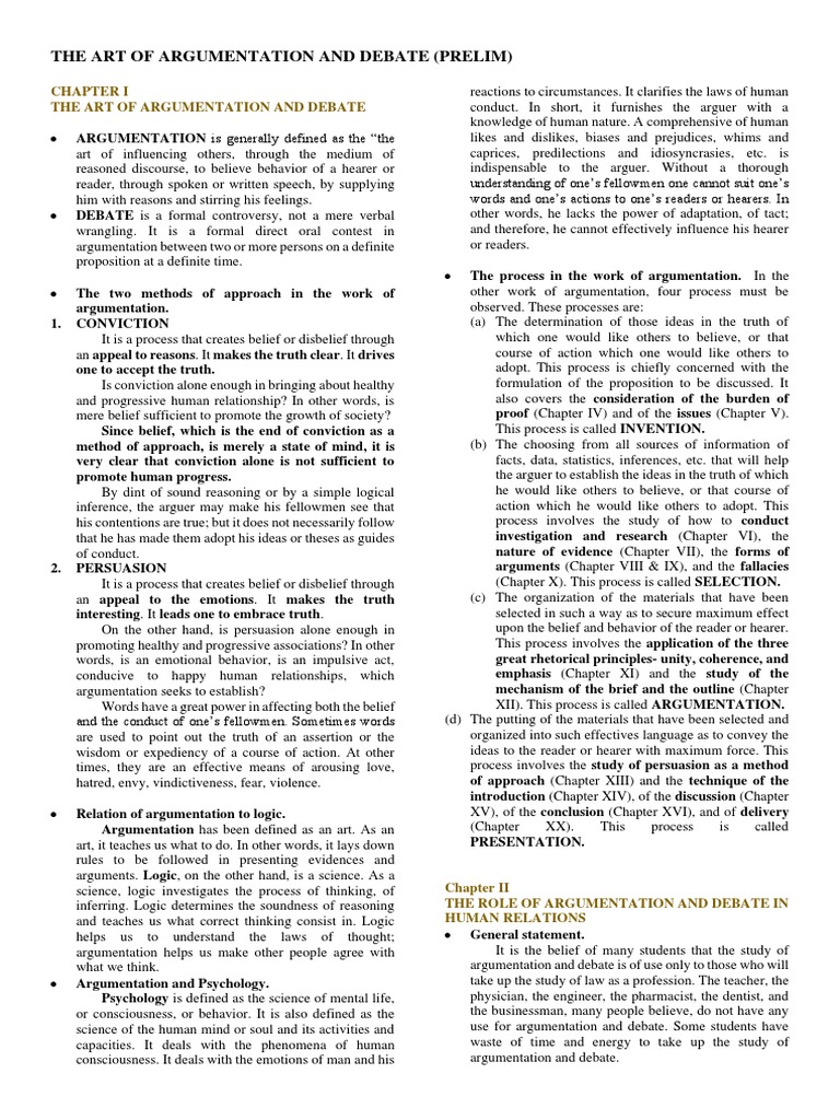 THE ART OF ARGUMENTATION AND DEBATE | PDF | Burden Of Proof (Law ...