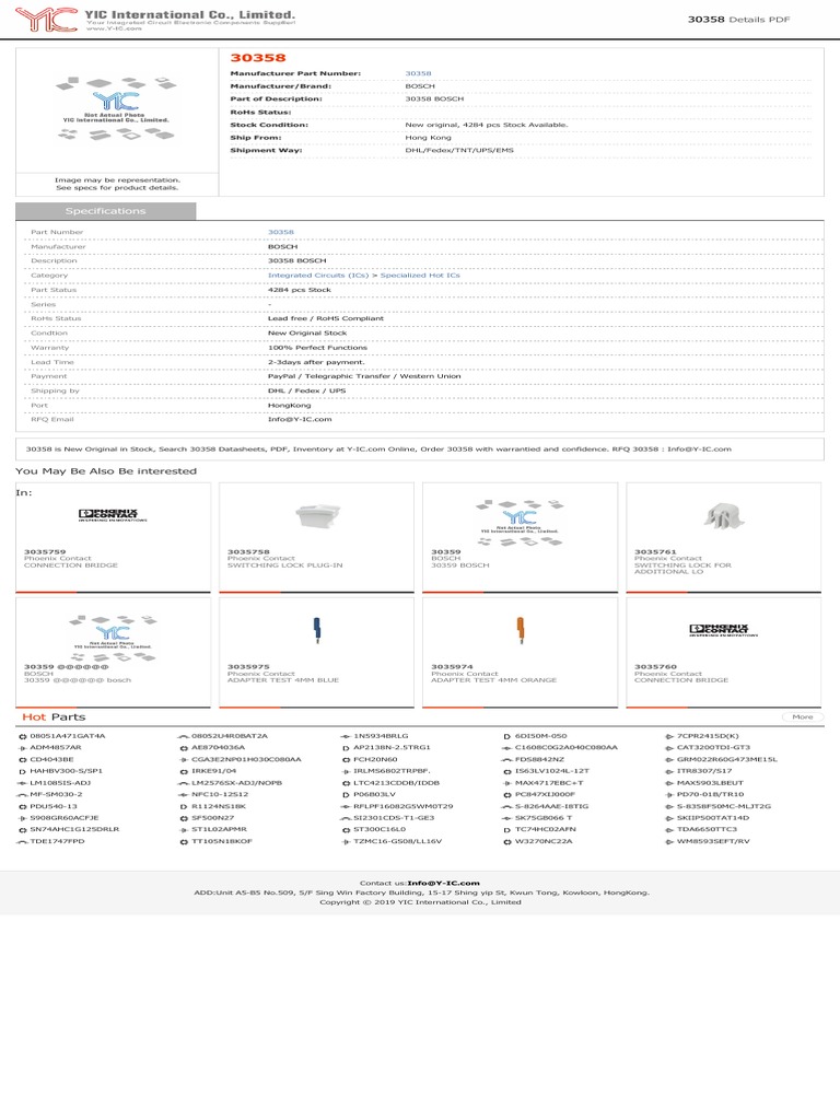 Specifications: Parts | PDF | Electronics
