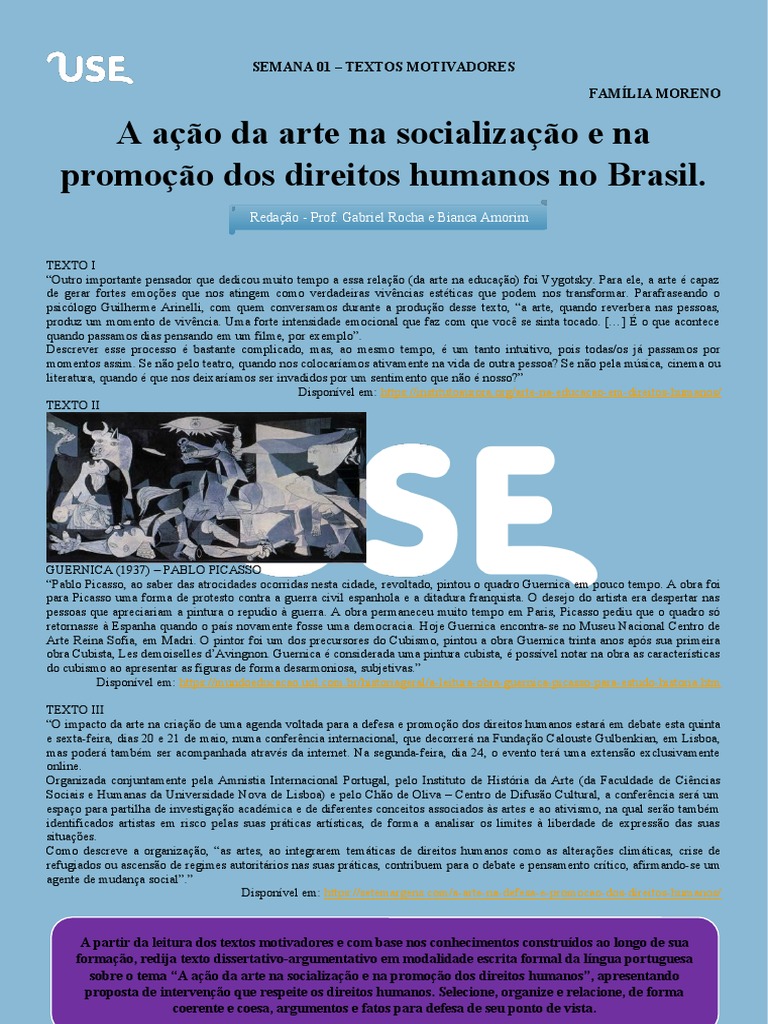 TEMA 01 - Arte e Direitos Humanos | PDF | Pablo Picasso