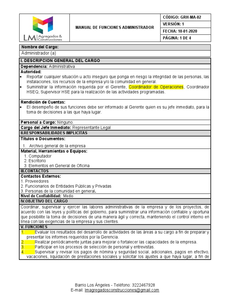 Manual de Funciones del Administrador | PDF | Business | Contabilidad
