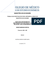 Maestría en Economía: Trabajo de Investigación para Obtener El Grado de Maestro en Economía