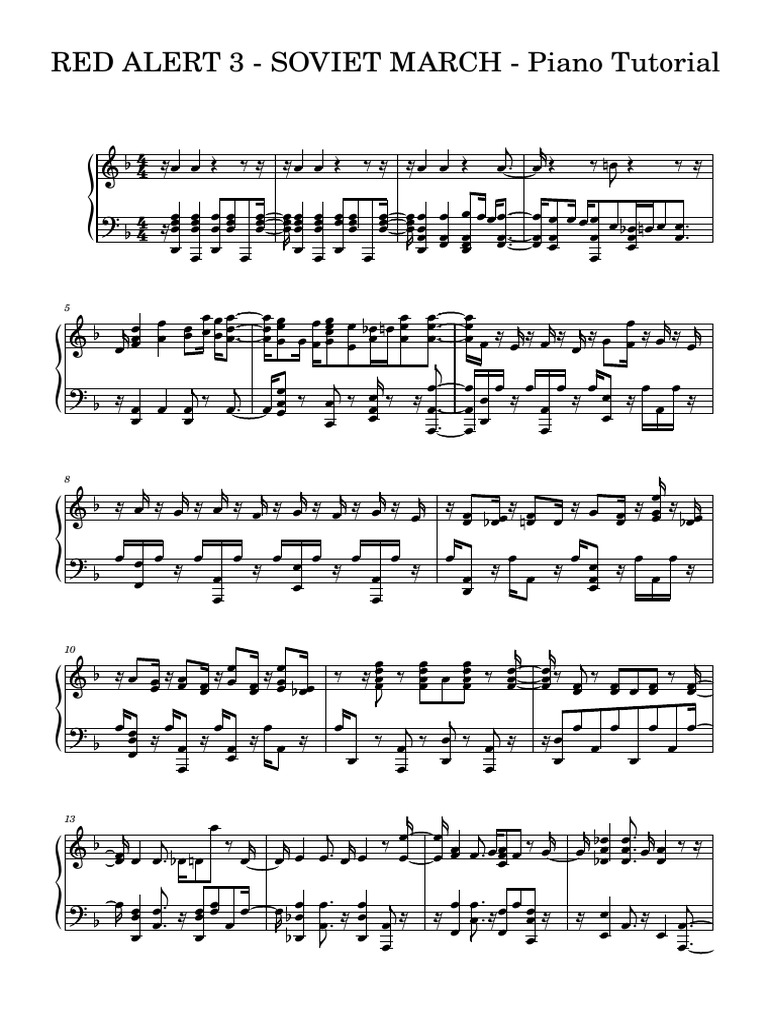 RED ALERT 3 SOVIET MARCH Piano Tutorial PDF