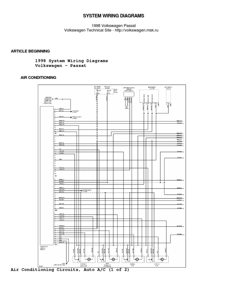 VW Passat B5 1998 System Wiring Diagrams, Schematy by Chytry
