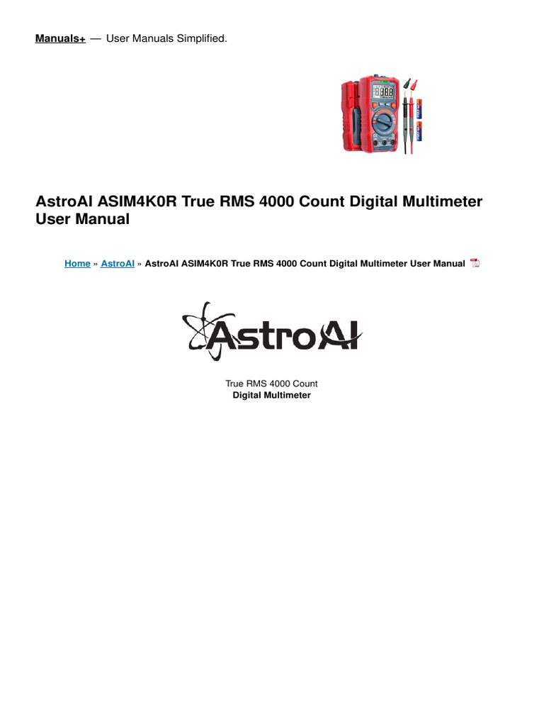 Asim4k0r True Rms 4000 Count Digital Multimeter Manual | PDF | Power ...