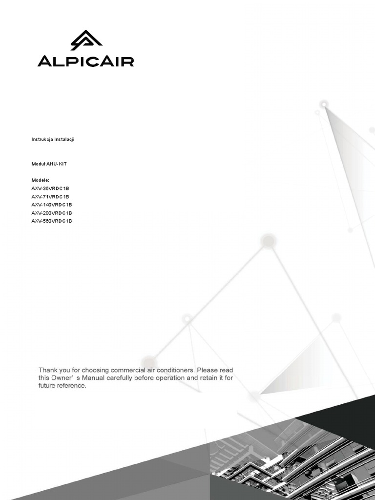 Instrukcja Instalacji AlpicAir Modul AHU KIT Ventia | PDF