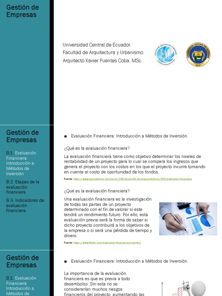 Evaluación Financiera de Proyectos Empresariales | PDF | Contabilidad ...