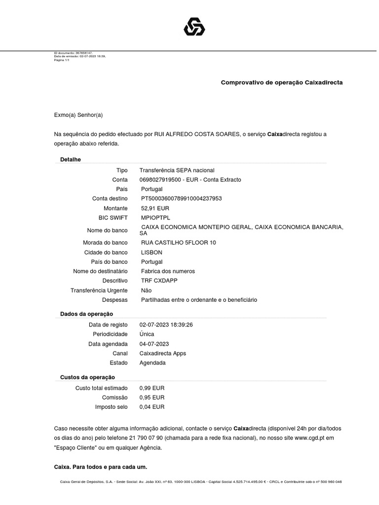 Comprovativo | PDF | Economias