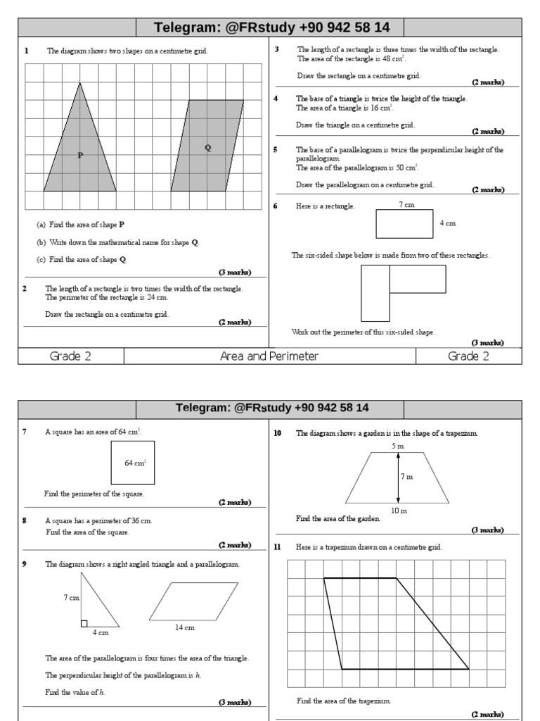 2 Area and Perimeter Ws | PDF | Area | Rectangle