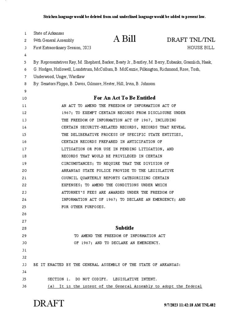 Arkansas FOIA Amendments | PDF | Lawsuit | Freedom Of Information Act ...