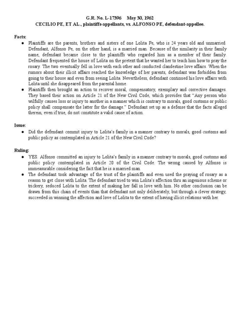 Pe Vs Pe PDF Damages Common Law