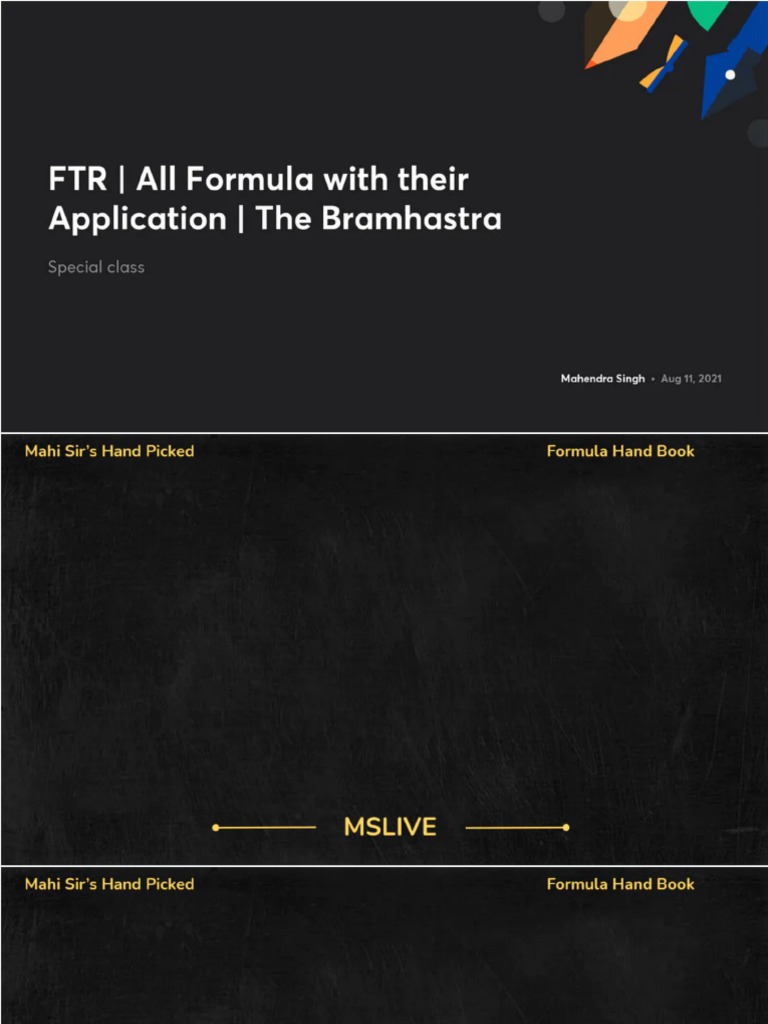 FTR All Formula With Their Application The Bramhastra No Anno | PDF