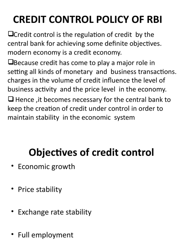 RBI Credit Control Policy Overview | PDF