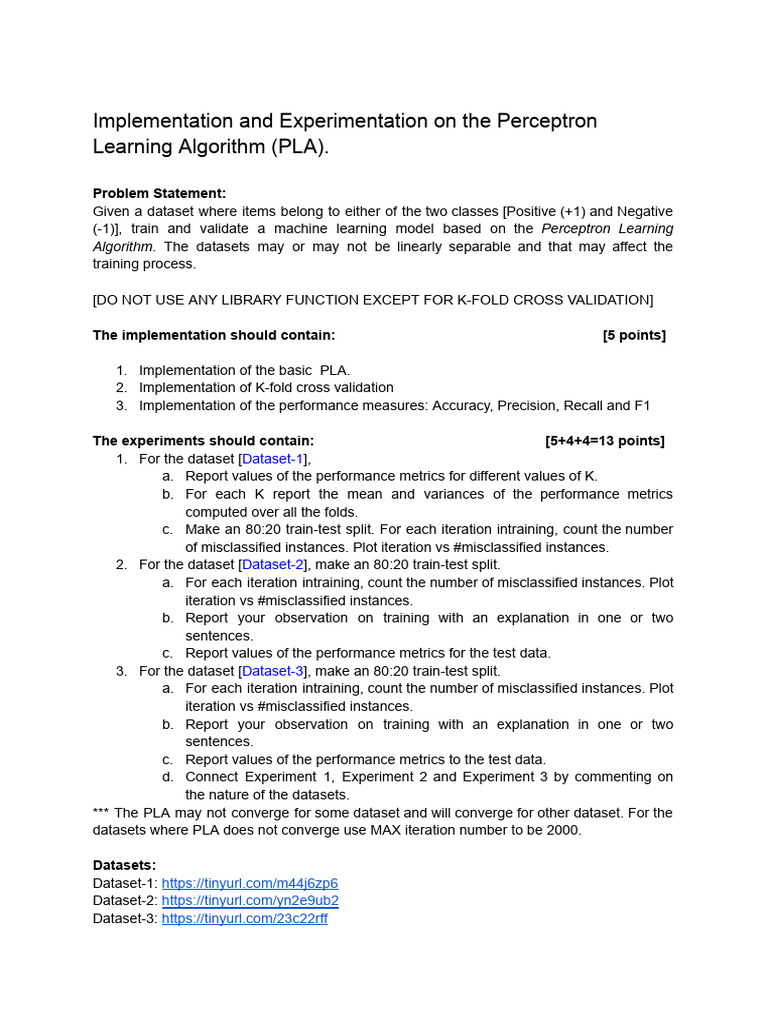 Perceptron Learning Algorithm Implementation | PDF | Machine Learning ...