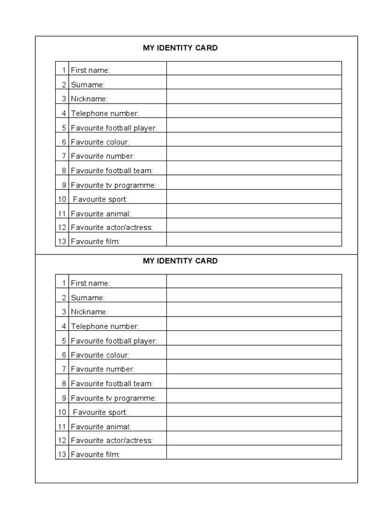 Identity Account Card Details | PDF