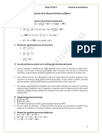 Asesorías de Matemáticas - Primera Evaluación (Aritmética y Álgebra) - Exani II