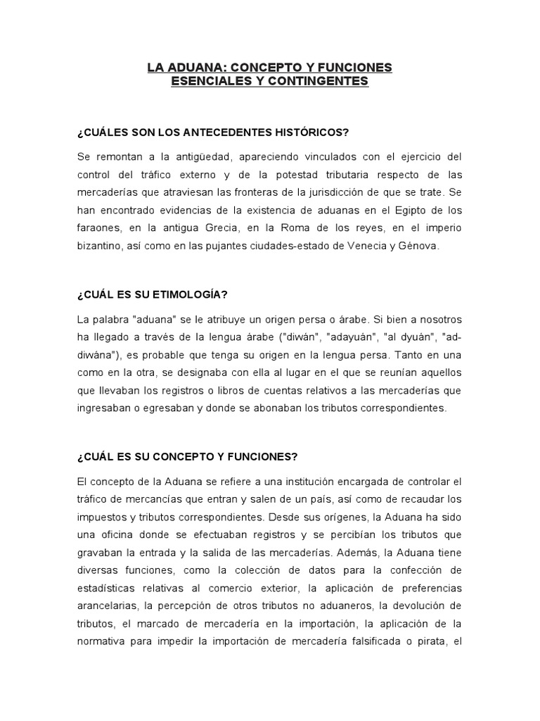 La Aduana Concepto Y Funciones Pdf Aduana Arancel