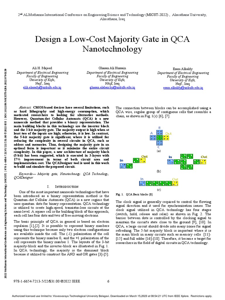 Design a low cost majority gate in qca nanotechnology 1