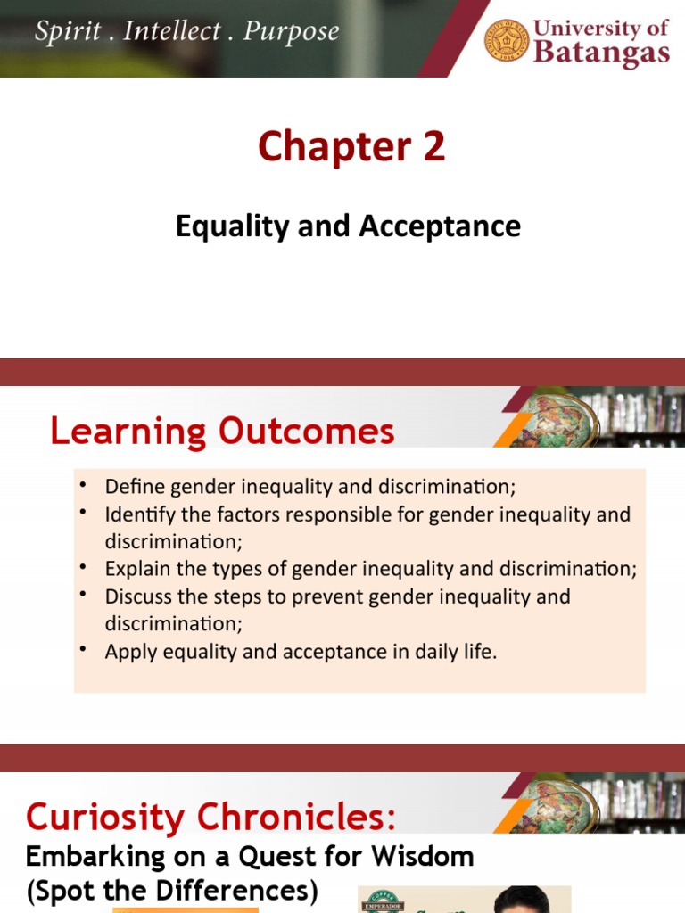 Chapter 2 - Equality and Acceptance | PDF | Gender Equality | Gender ...
