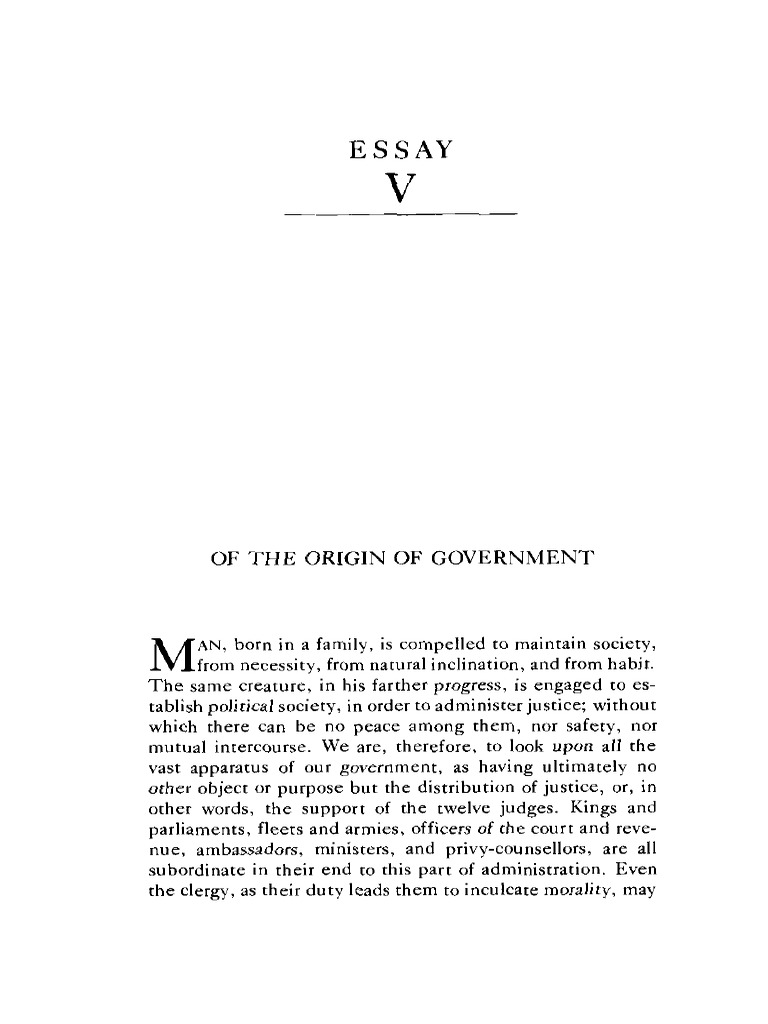 Of The Origin of Government HUME PDF