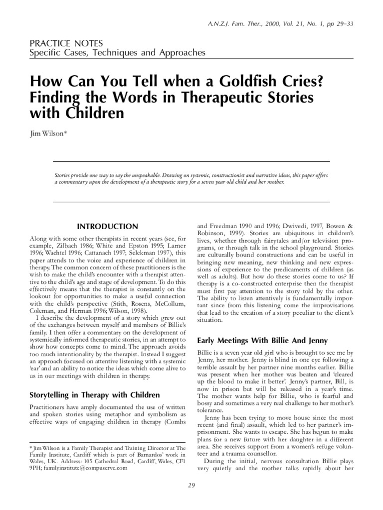 Therapeutic Storytelling with Goldfish | PDF | Psychotherapy | Family ...