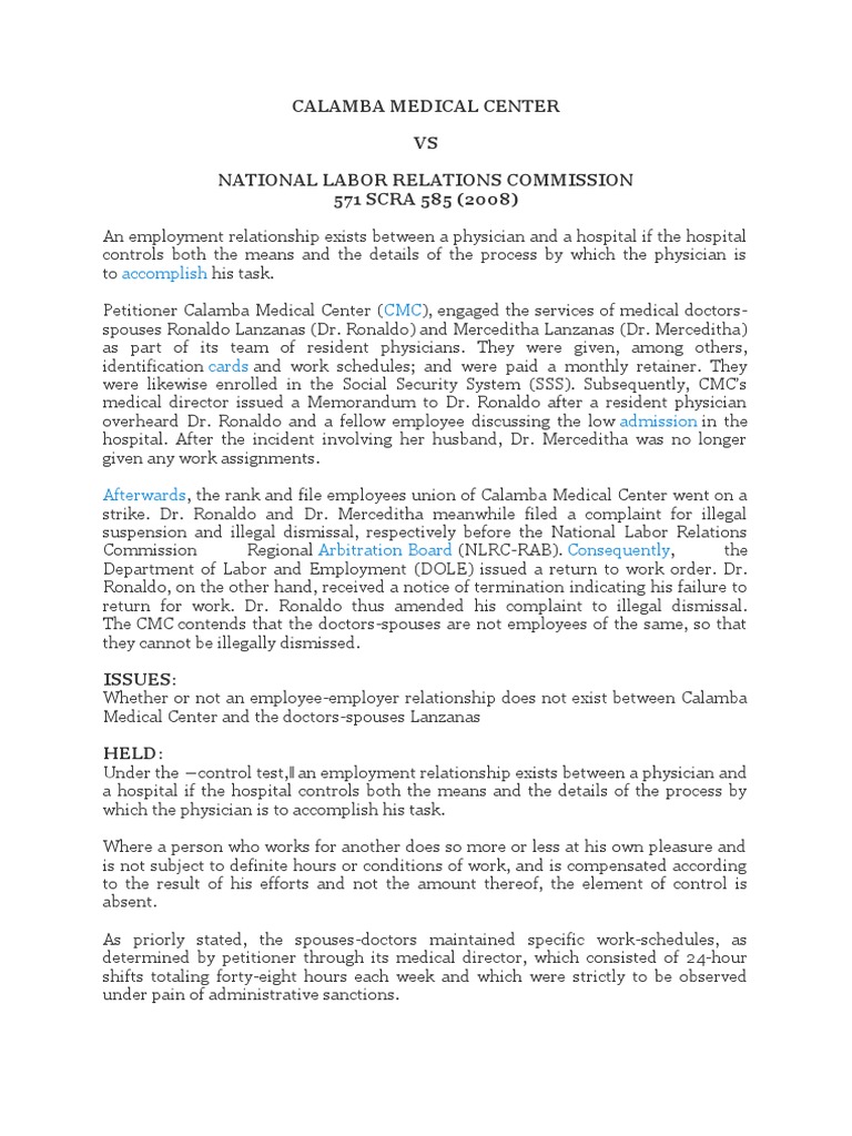 Employment Status of Doctors at CMC | PDF | Employment | Nursing