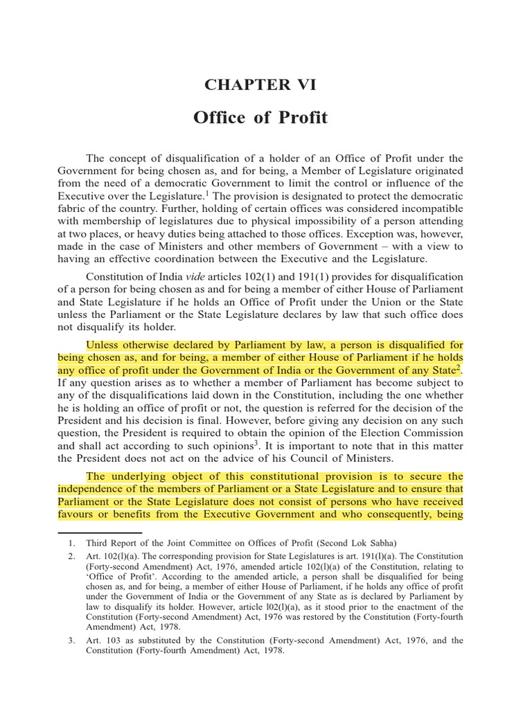 Office of Profit PDF Government Of India Bill (Law)