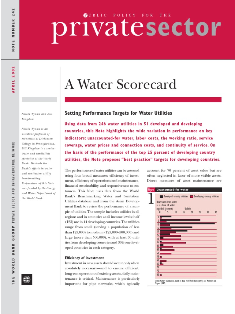 A Water Scorecard Pdf Developing Country Economies