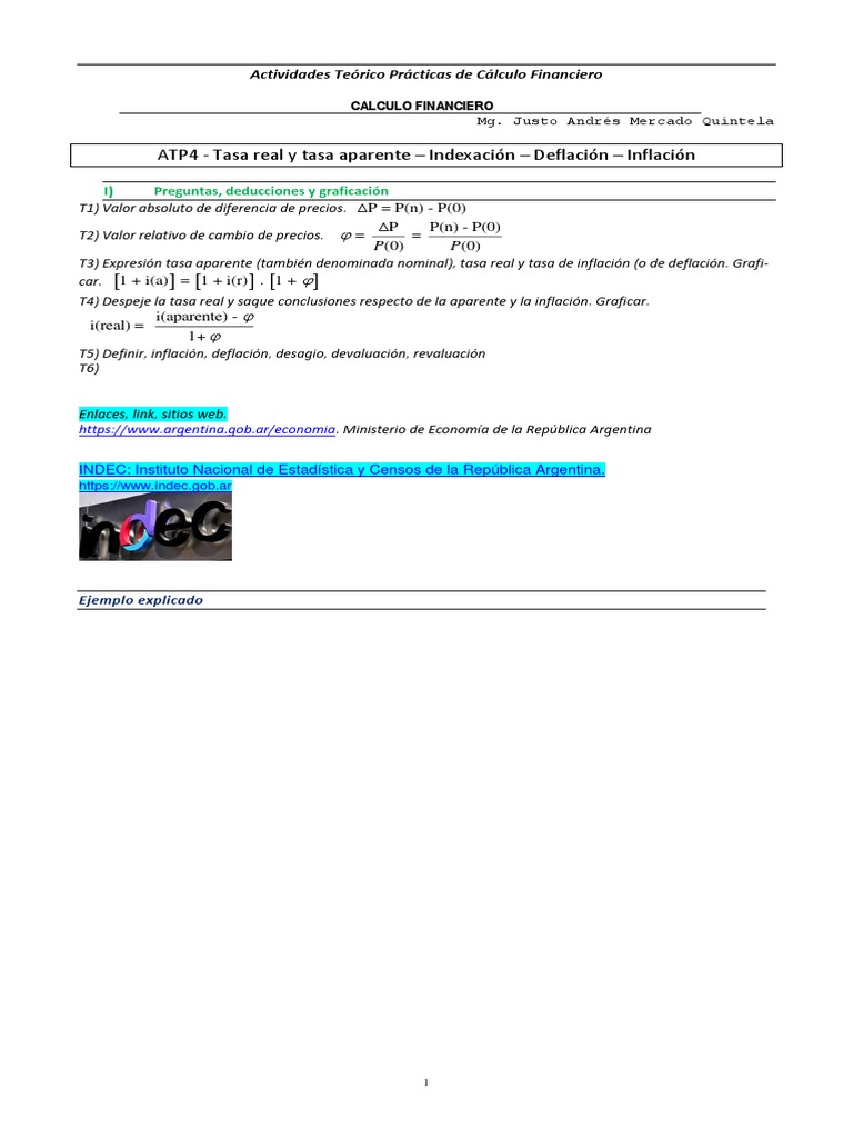 Atp 4 tasa real y aparente indexacion deflacion inflacion 2022