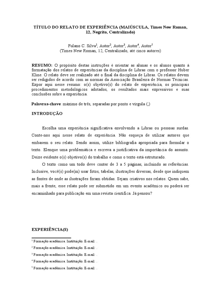 Relato de Experiência em Libras | PDF | Abstract (resumo)