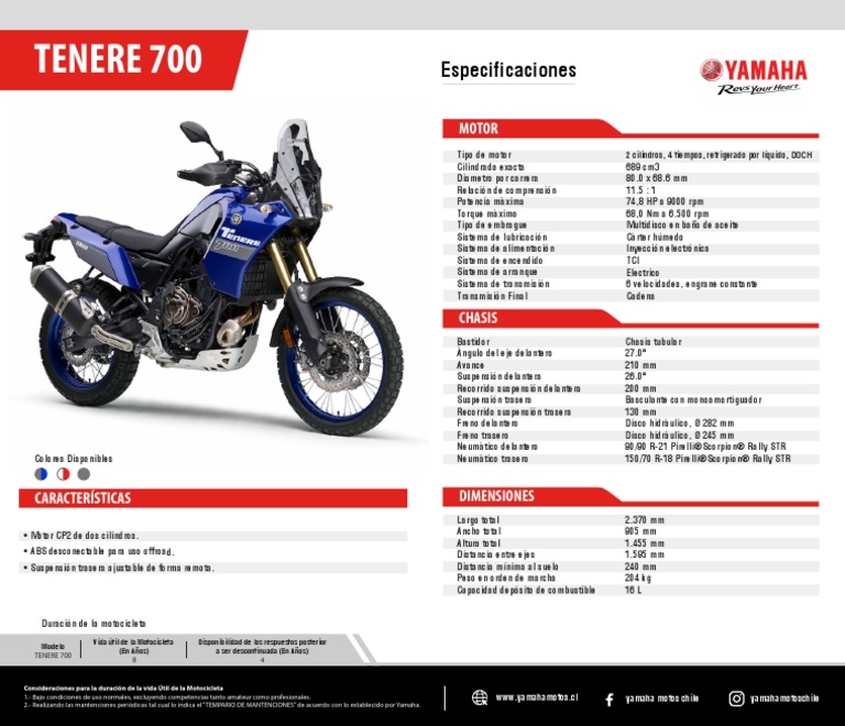 Fiche Technique Tenere 700