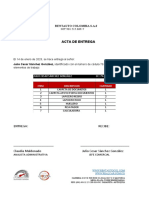 Formato Acta de Entrega de Insumos Fae-001