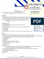 Southern Spark Cruise Packing Checklist Page 1/2