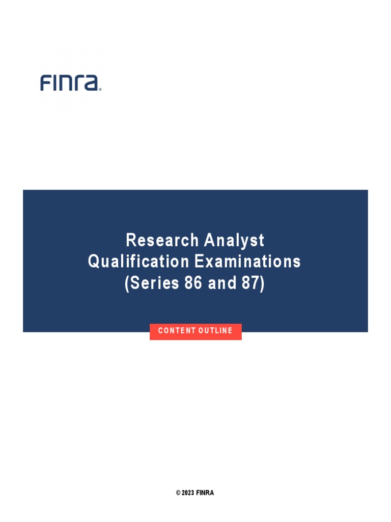 Series 86/87 Exam Content Outline | PDF | Valuation (Finance ...