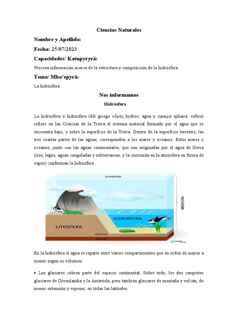 Estructura y Composición de la Hidrosfera | PDF | Agua | El ciclo del agua