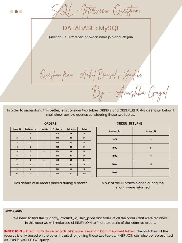 Inner vs Left Join in SQL Explained | PDF | Cybernetics | Information ...