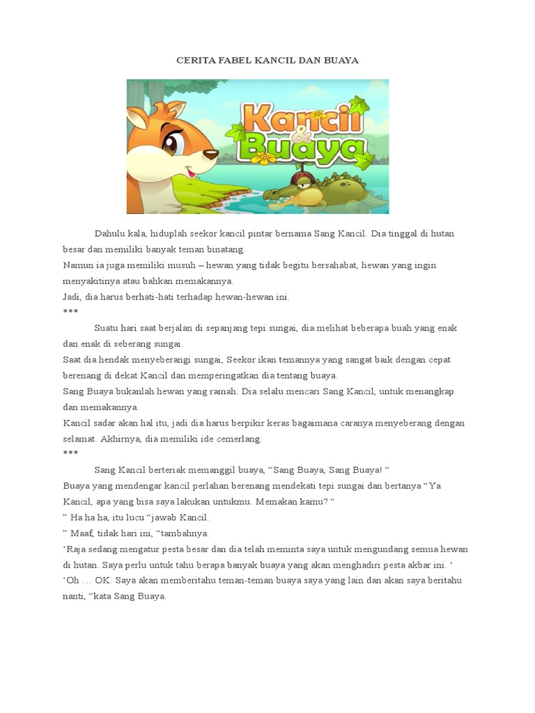 Cerita Fabel Kancil Dan Buaya | PDF