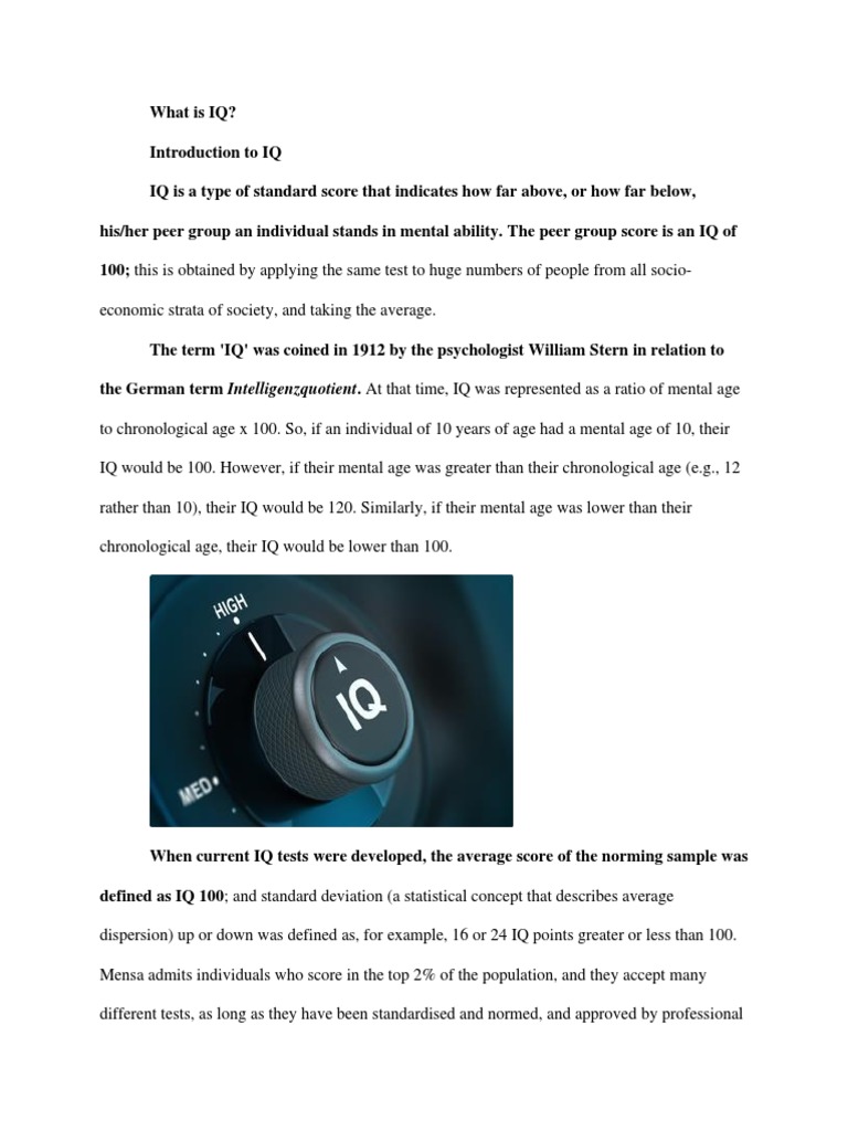 Understanding IQ: History and Tests | PDF | Intelligence Quotient ...