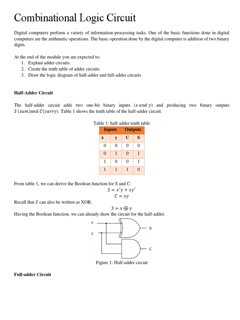 9 Adder Circuit Pdf Mathematics Arithmetic