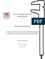 Origen, Evolucion, Tipo y Clasificacion de Los Intrumentos de Medicion en La Metrologia