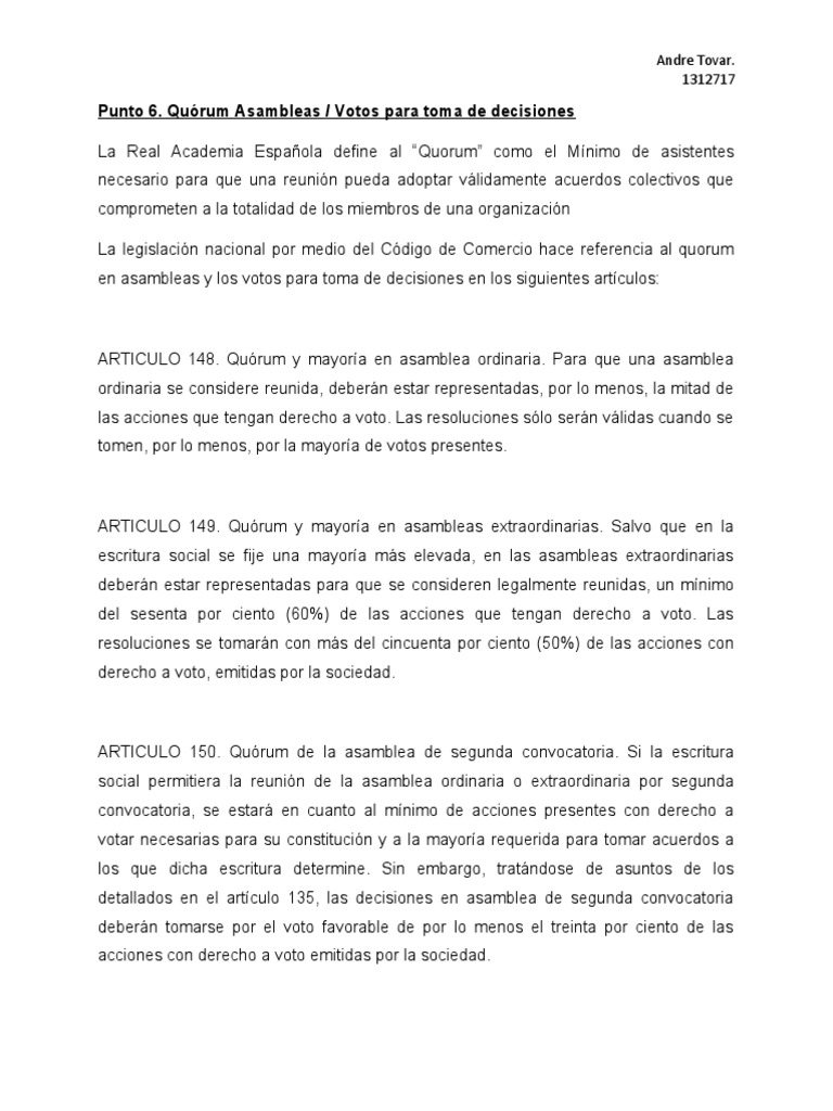 Quórum en Asambleas en Guatemala | PDF