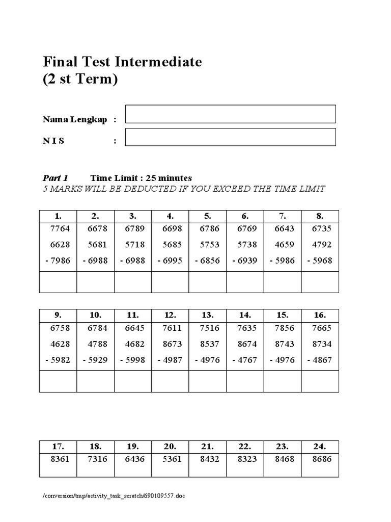 B - Final Test Intermediate-1 | PDF