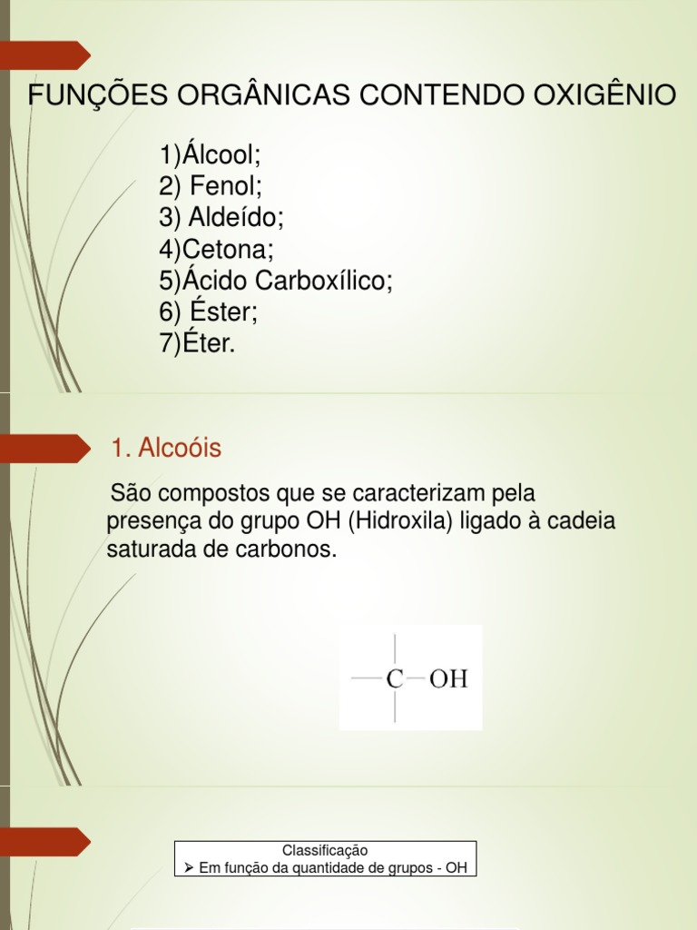 Funções Organicas Contendo Oxigenio | PDF | Aldeído | Éter