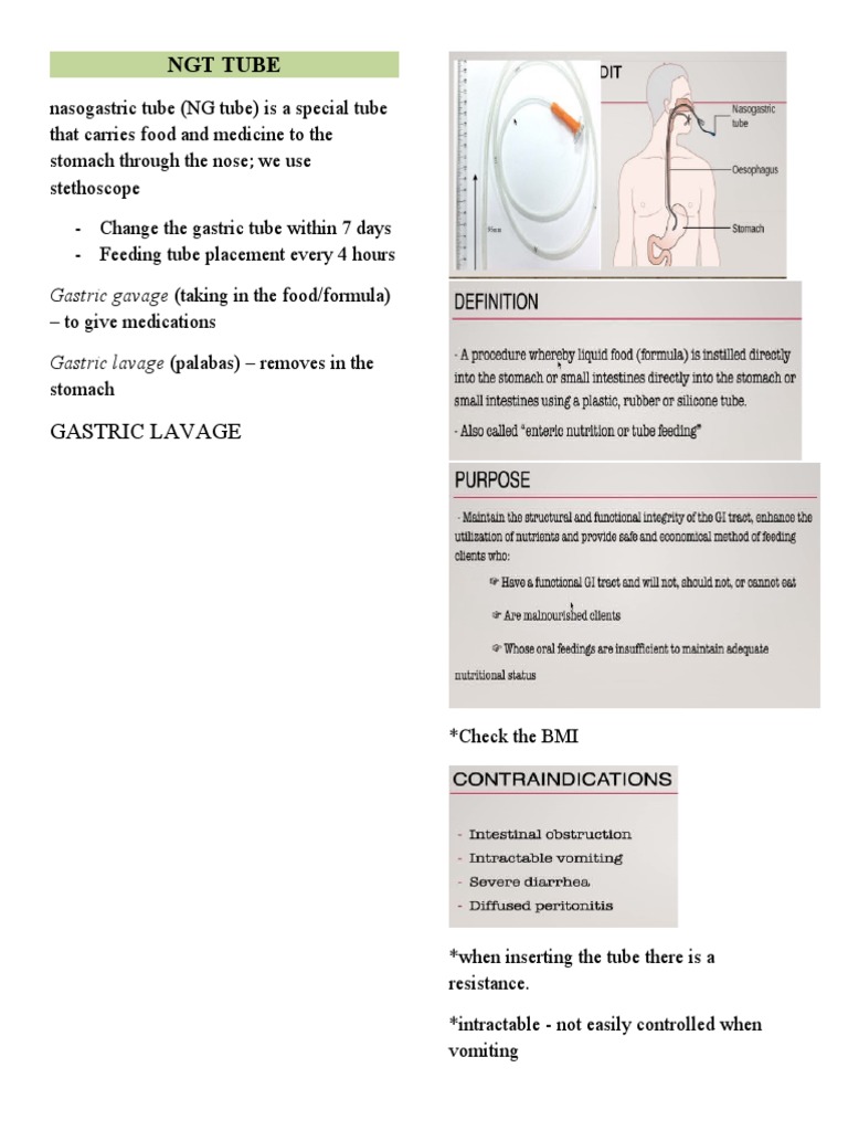Nasogastric Tube Care and Guidelines | PDF