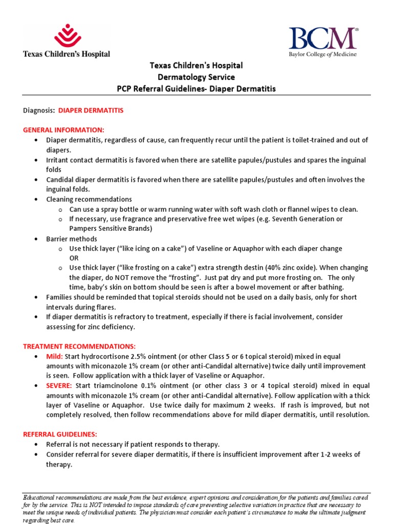 Derm Referral Guidelines Diaper Dermatitis (AC 2018) PDF