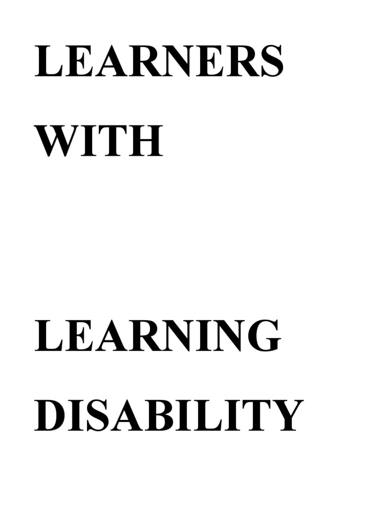 Learners With Learning Disability | PDF