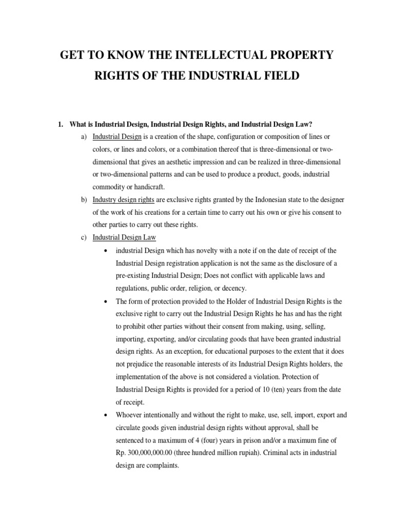 Get To Know The Intellectual Property Rights of The Industrial Field