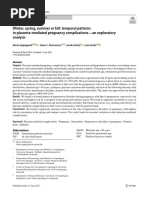 Winter, Spring, Summer or Fall Temporal Patterns in Placenta-Mediated Pregnancy Complications-An Exploratory Analysis