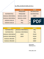 Contoh JADWAL PELAJARAN DAN PIKET KELAS II-A