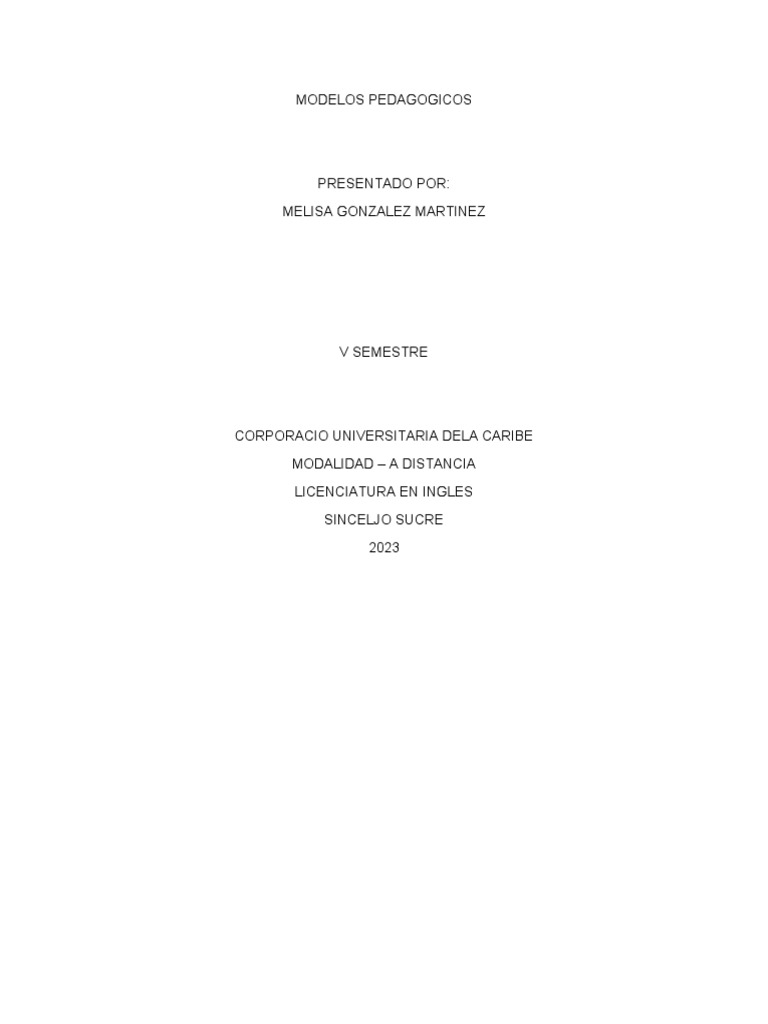 Modelos Pedagógicos y Proyectos Educativos | PDF | Pedagogía | Salón de ...